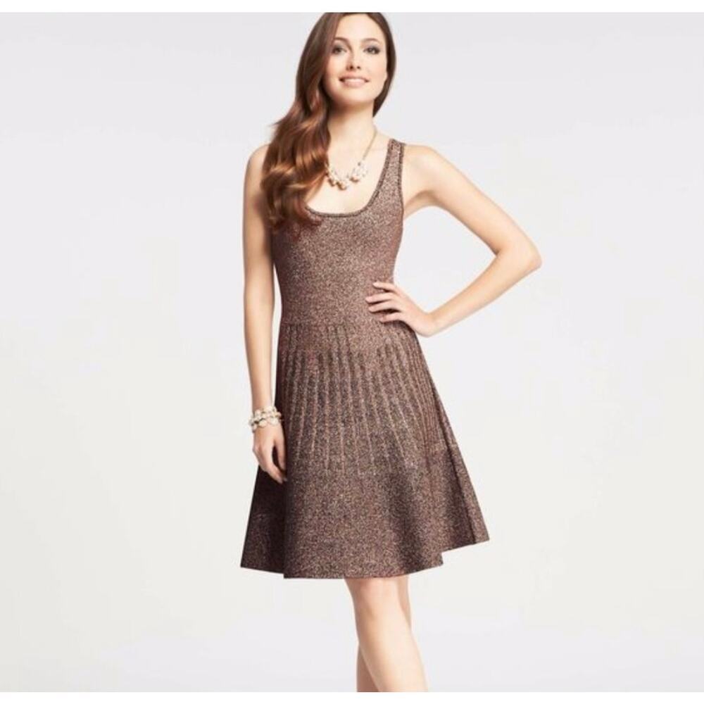 NWT Ann Taylor Holiday Metallic Knit Sleeveless Sweater Dress XL Sparkle Party